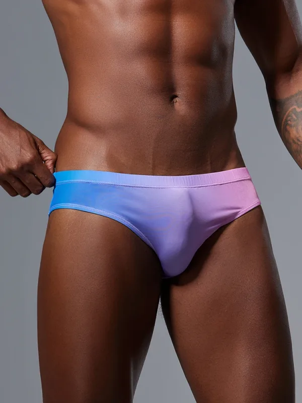 Roupa íntima triangular masculina com design fino de seda gelada, secagem rápida, alta elasticidade, cintura baixa, sexy, ajuste fino, moda jovem