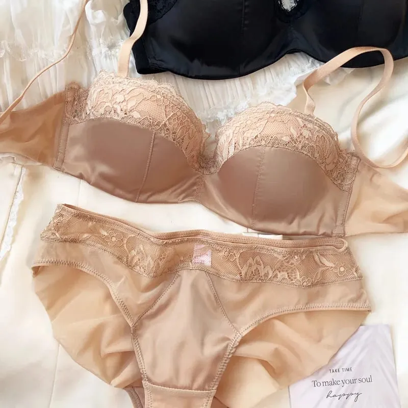 Luxury Lingerie Set for Women Lace Sexy 1/2 Thin Cup Push Up Bra Summer Seamless Comfort Intimates Underwear and Panties Sets — image 9