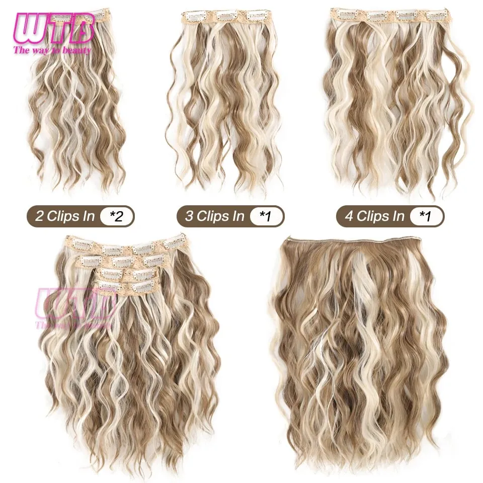 Clip In Hair Extensions Synthetic Hair 12Inch 4 PCS Set Wavy Curly Hair Extension Synthetic Hairpieces For Women Girls Daily Use — image 4