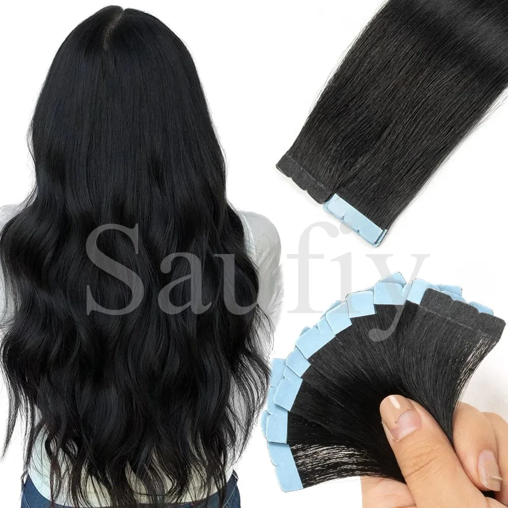 12-20 Zoll Balayge Blonde Mini-Tape-in-Echthaarverlängerungen, doppelseitig, unsichtbar, nahtlos, Tape-Ins-Haar, 10 Stück/Packung, natürlich, gerade, schwarz-blond, Balayge-braun, Mini-Tape-in-Haarverlängerungen