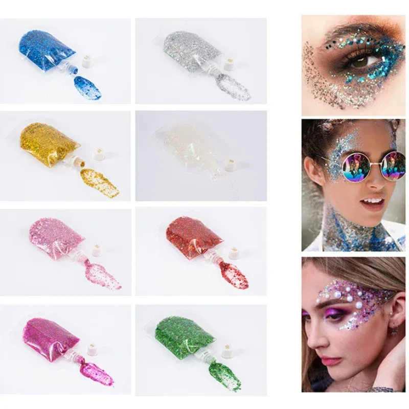 40ML Wajah Kilauan Mata Gel Krim Peringkat Pesta Shimmer Gel Makeup Berwarna-warni Bibir Rambut Kuku Kosmetik Festival Pembayang Mata — image 3