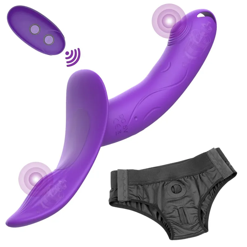 7 Speeds Wearable Double Vibrators For Women Lesbian Couples USB Rechargeable Strapless Strap on Dildo Female Adults Sex Toys — image 9