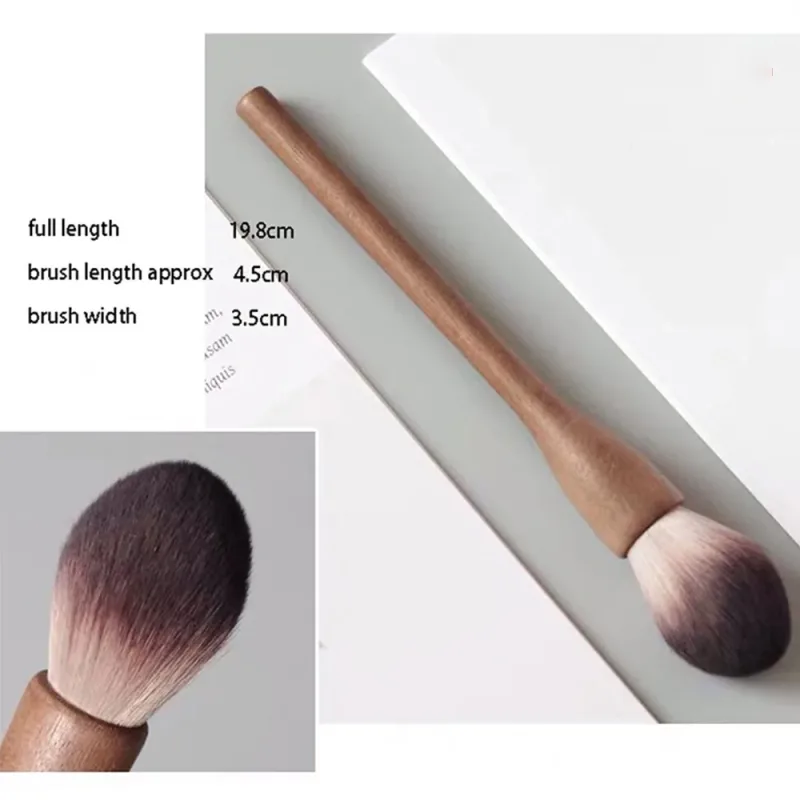 New Retro Wood Handle Makeup Brushes Super Soft Walnut Loose Powder Blush Foundation Contour Brush Cosmetic Makeup Tools — image 11