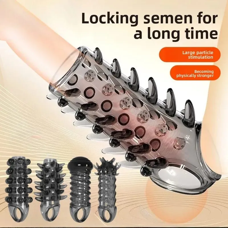 4 Types Penis Enlargement Sleeve Penis Extender Erection Cock Ring Delay Ejaculation Sex Toys for Men Adult Sex Game — image 2