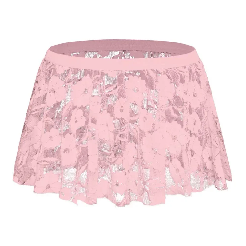 Men Solid Lace Skirt Mesh See Through Para sa Lingerie Low Para sa Rise Pleated Skirts See Through Bodycon Bottom Para sa Party Evening — image 2