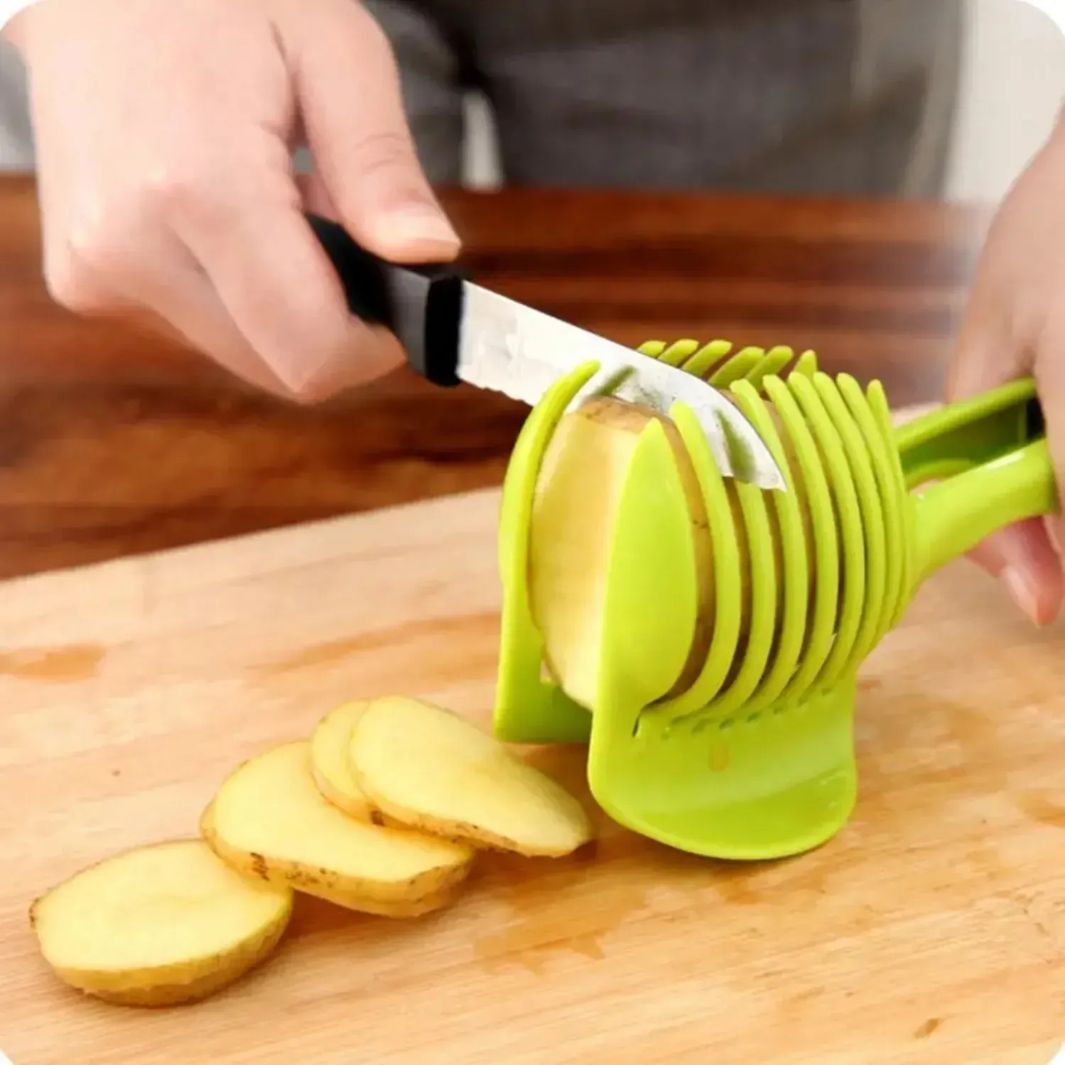 1Pcs Plastic Kitchen Handheld Potato Slicer Tomato Cutter Tool Lemon Cutting Cooking Kitchen Accessories — image 2