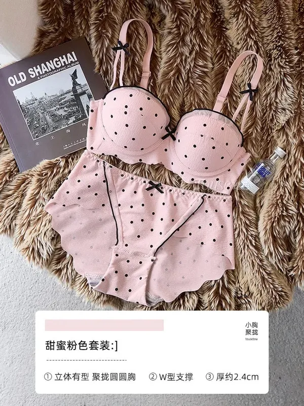 Women Lace Half Cup Bra & Panty Set Push Up Small Bust Gathering Anti Sag Support Chic Back Comfort Lingerie Underwear セクシーな — image 9
