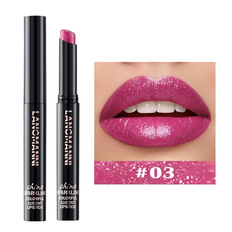10 Colors Rotating Diamond Lipstick Slanted Glitter Shiny Metallic Lip Tint Long Lasting Nude Shimmer Shiny Lip Gloss Makeup