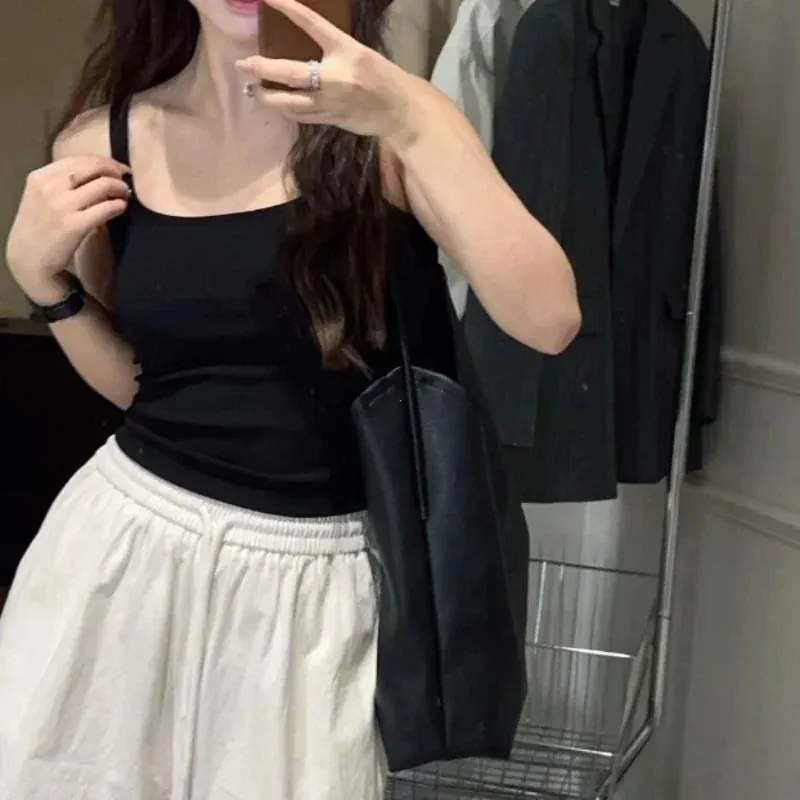 Solid All-Match Invisible Integrated Chest Pad Cami 2024 Spring New Korean Women clothes Short Sleeveless Top — image 11