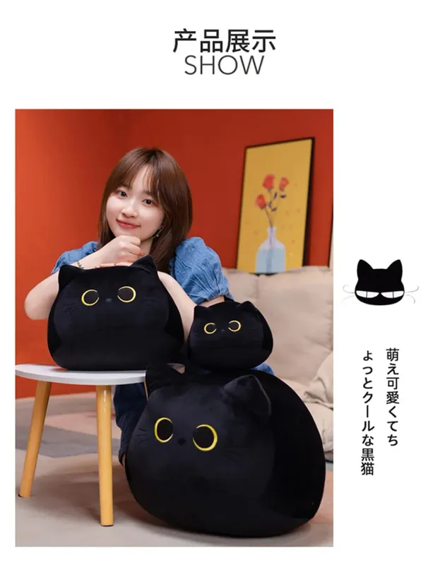 18cm/40cm/55cm Black Cat Shaped Soft Plush Pillows Doll Lovely Cartoon Animal Stuffed Toys Girls Birthday Gifts Ornaments — image 9