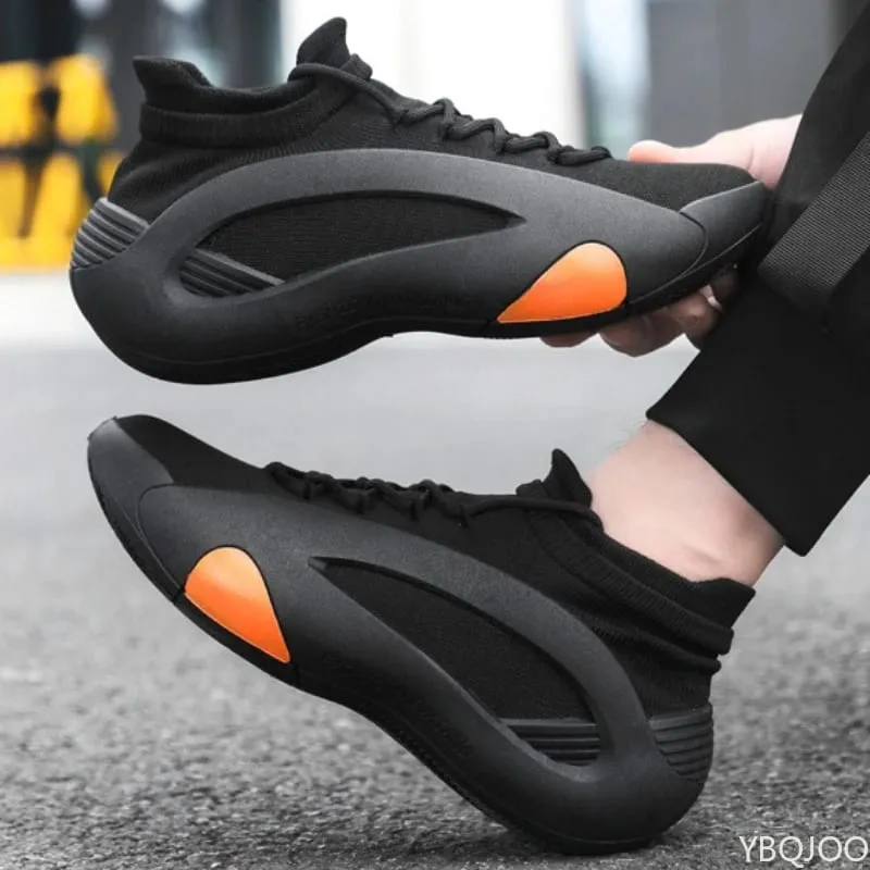 Spring and Autumn New Elastic Socks Men's Shoes Mid Top Breathable Thick Bottom Casual Large Size Men's Designer Shoes — image 1