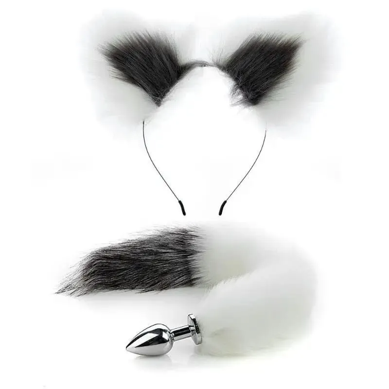 40cm Fox Tail anální kolík plyšové kočičí uši Čelenky Set anální kolík do ocasu Erotické Cosplay Sexuální hračky Ženy Anální masturbace