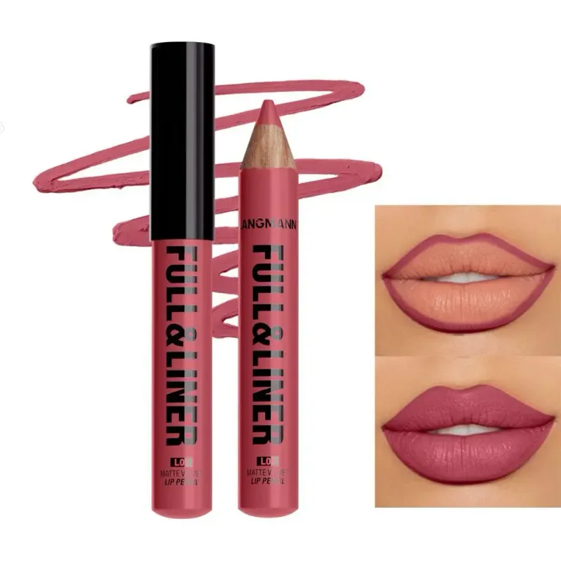 Matte Lip Liner Pencil Nude Brown Wooden Matte Lipstick Crayon for Women Smooth Long-lasting Waterproof Lip Contour Makeup