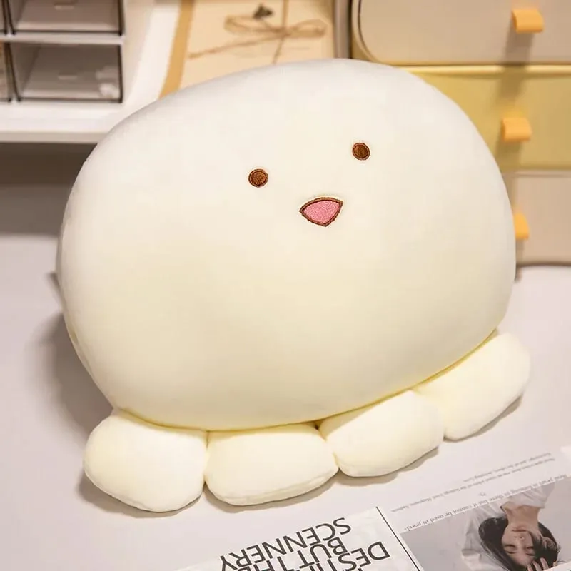 Oreiller en peluche poulpe doux de 35cm, en forme de boule, Animal aquatique, mains chaudes avec trous, plus chaud, visage mignon, Support du dos — image 8