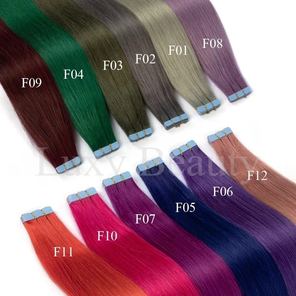 Colored Mini Tape in Hair Extensions Invisible Seamless Tape in Human Hair 10pcs/set Pink Red Green Purple Blue Mini Tape Hair — image 6