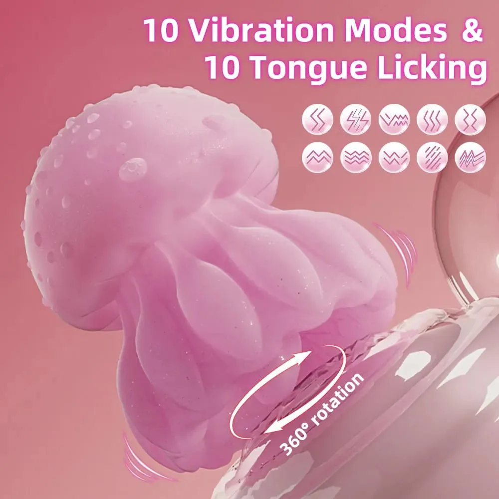 Vibromasseur léchant la langue 10 modes de vibration LED couleur arc-en-ciel méduse vibrateur mamelon stimulateur clitoridien jouet sexuel pour adultes 18 — image 4