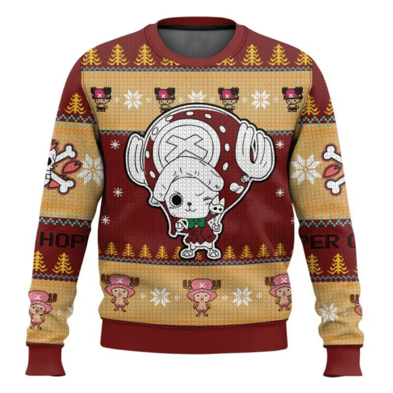 Anime One Piece Luffy boże narodzenie brzydki sweter 3D bluza topy jesienno-zimowa Cosplay święty mikołaj swetry swetry prezent