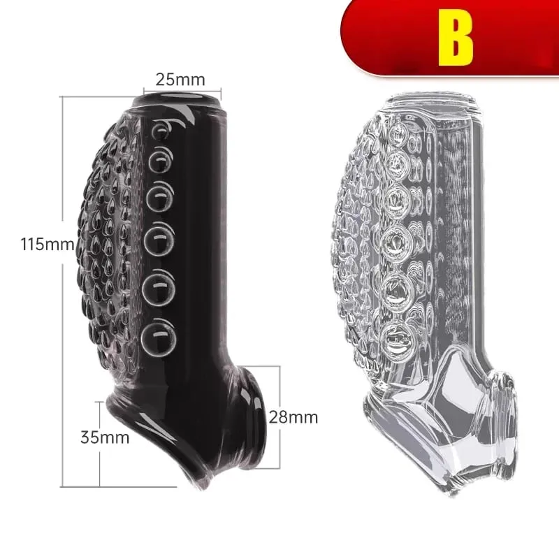 Reusable Penis magnify Cock Rings Delay Ejaculation Penis Condoms Dick Sleeve Silicone Glans Cover Enlargement Sex Toys For Men — image 6