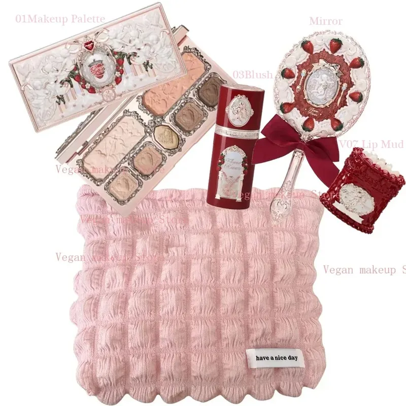Flower Knows Strawberry Cupid Collection Makeup Kit Full Professional Face Palette Blush Eyeshadow Lip Cream Solid Perfume Sets