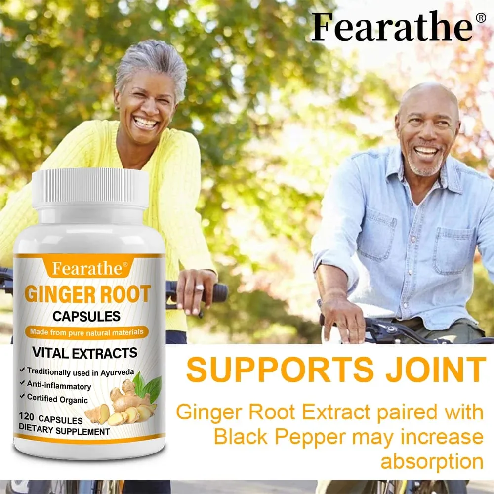 Organic Ginger Root Capsules 1200mg - na may Black Pepper Extract Para sa Joint Health Anti-Inflammation Muscle Immune Health — image 6