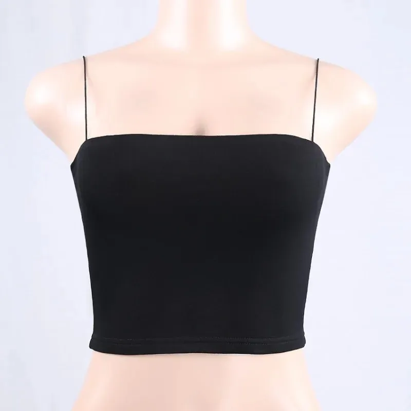 Women's Solid Halter Crop Top Sleeveless Camisole Spaghetti Strap Cami Tank Tops Tube Top Basic Bodycon Tee Sexy Fashion — image 8