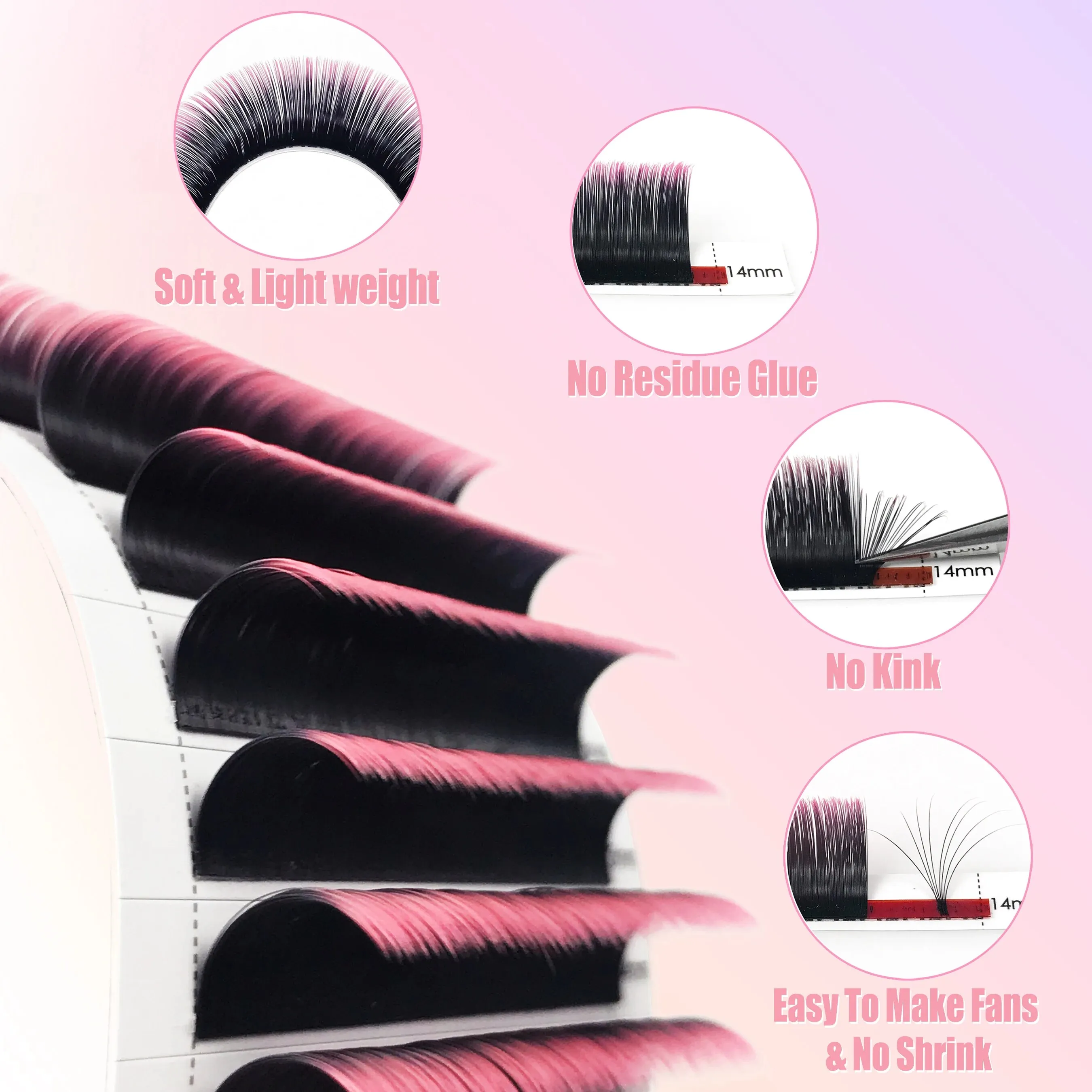 CoMango Easy Fanning Gradient Red Green Blue Purple Color Eyelash Extension Ombre False Eye Colored Lashes Makeup Tool — image 3