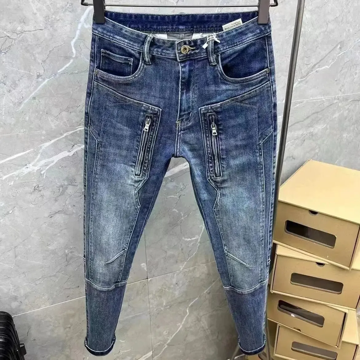 High Quality Spring and Autumn Designer Clothes Streetwear Denim Jeans Pants Men's Luxury Casual Slim Fit Stretch Punk Pants — image 9