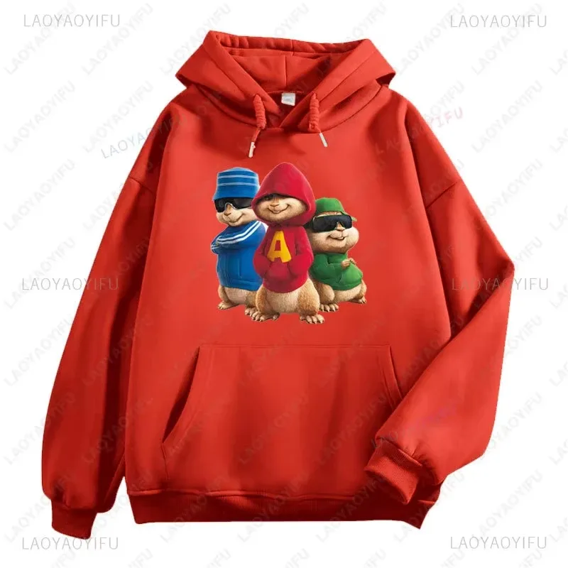 Alvin et les Chipmunks Anime sweats à capuche écologique A lettres impression sweat décontracté Streetwear unisexe pulls promo — image 14
