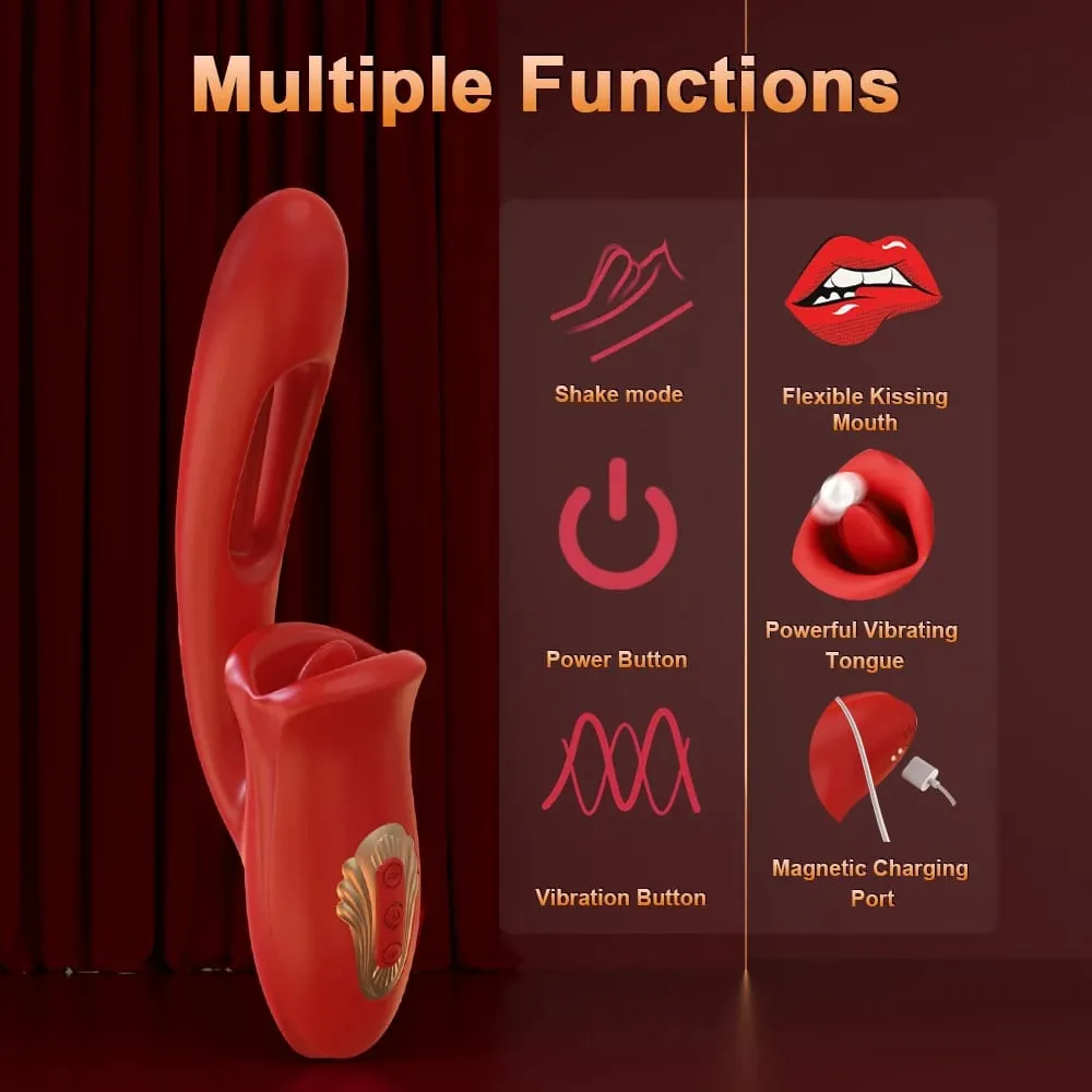 Tapping Flapping Vagina Dildo Vibrator for Women Bitting Oral Tongue Licking Clit Sucker Clitoris Stimulator Sex Toy for Women