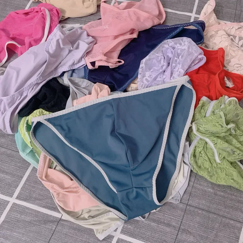Random 1pc Men Briefs Bottoms Low Waist Transparent Lace Floral Lingerie Breathable Soft Summer Panties Underwear
