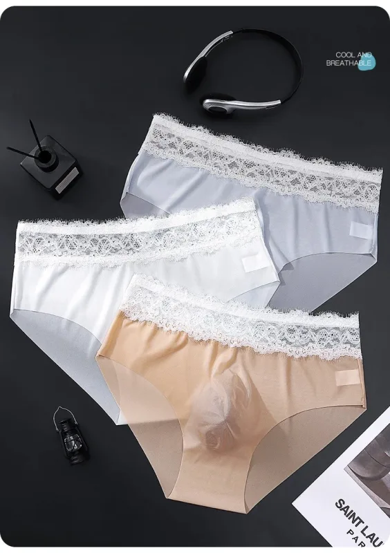 Herren-Dreieckshose mit Spitzenkante, Eisseide, spurlos, atmungsaktiv, dünn, Herrenunterwäsche, niedrige Taille, weich, nahtlos, Komfort, Herren-Slip — image 10