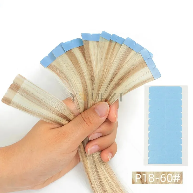 Invisible Mini Tape In Human Hair Extensions Seamless Adhesive Natural Straight Hair 12-24 Inches Machine Remy Hair 10pcs/pack — image 14