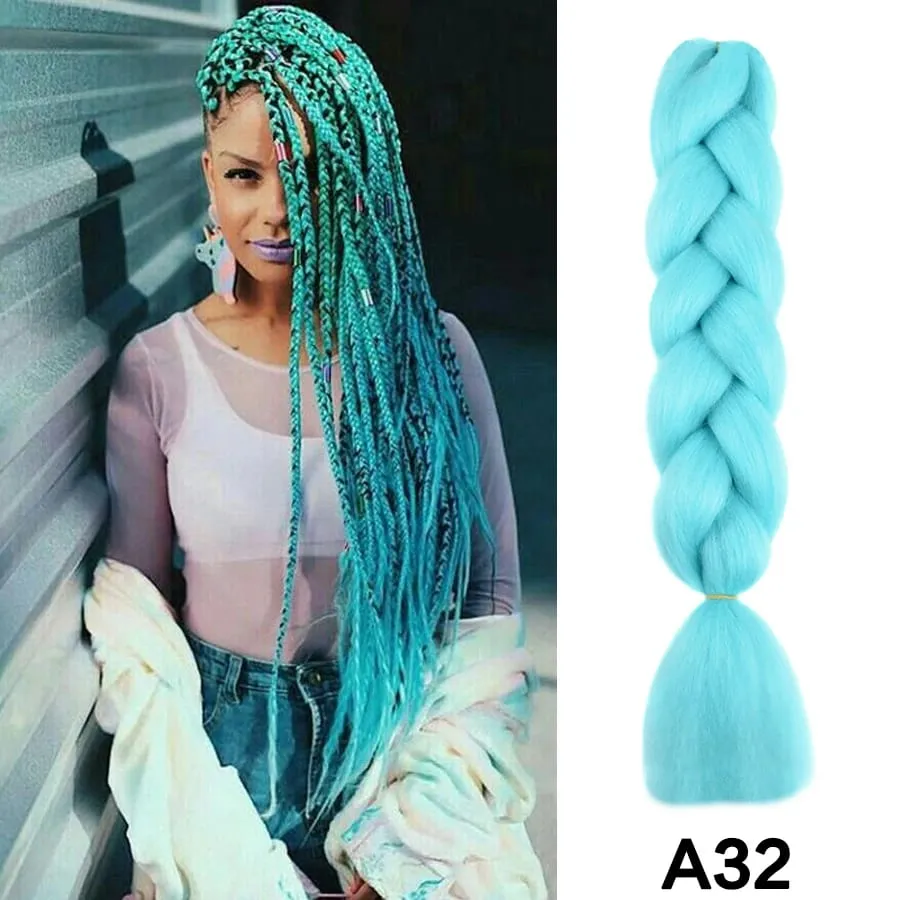24 Inch Synthetic Jumbo Braid Pure And Ombre Braiding Hair Extensions For Women DIY Jumbo Hair Braids Black Green Gray Brown — image 34