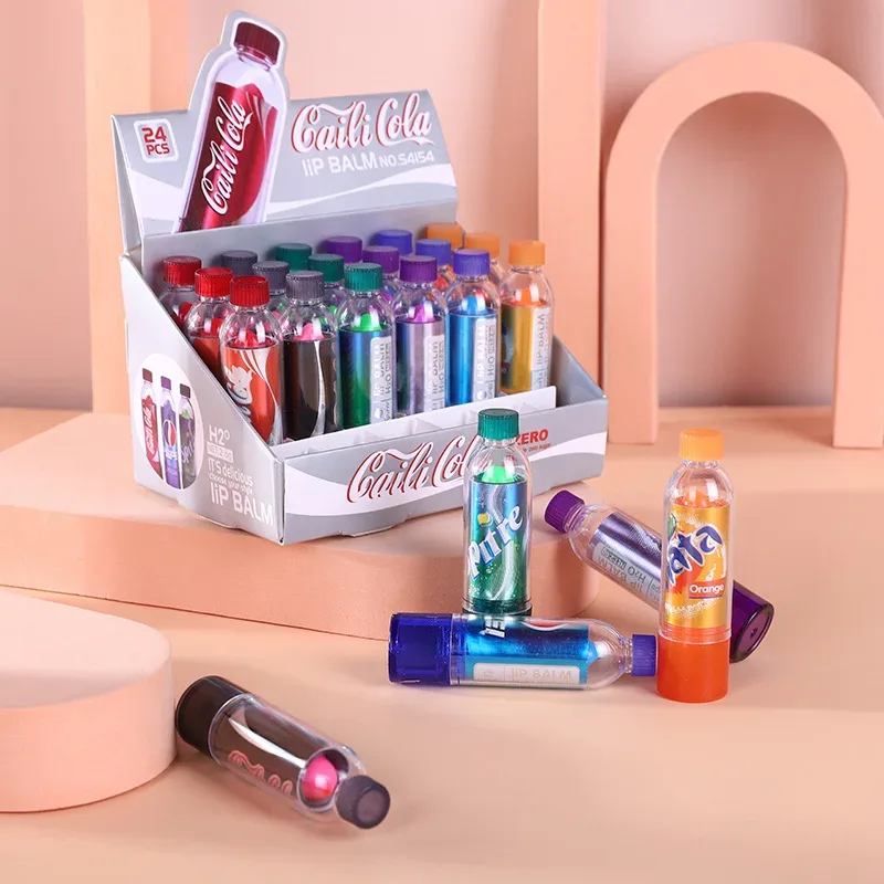 24PCS Moisturizing Lip Balm Color Changing Lip Balm Cute Kawaii Soda Flavored Lips Makeup Girl Party Supplies Great Gifts — image 3