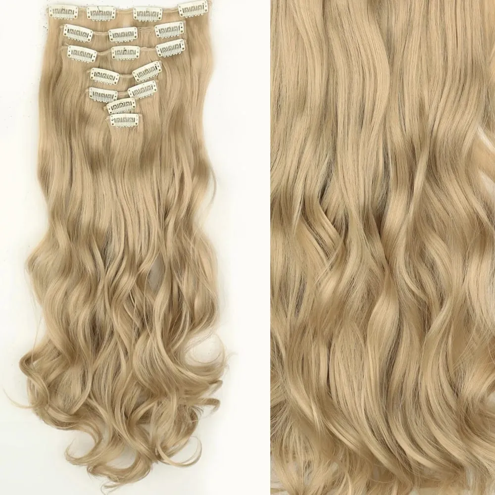 Long Straight Hairstyle 16 Clips 7Pcs/Set Hair Extensions Natural Synthetic Blonde Black Hairpieces Heat Resistant For Women — image 26