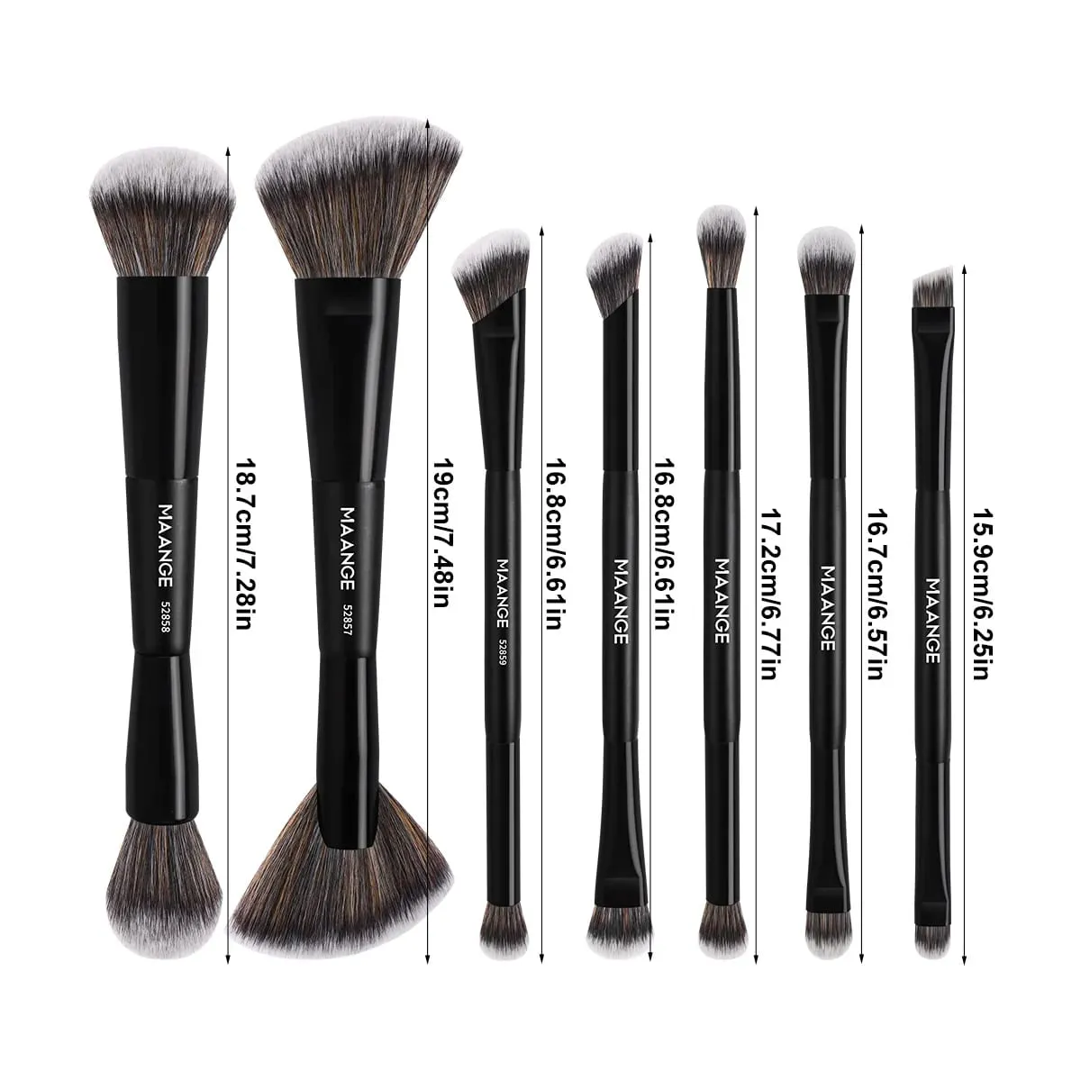 7pcs Professional Dual-ended Makeup Brushes Soft Dense Hair for Foundation Powder Blush Eyeshadow Makeup Accessories Gift — image 2