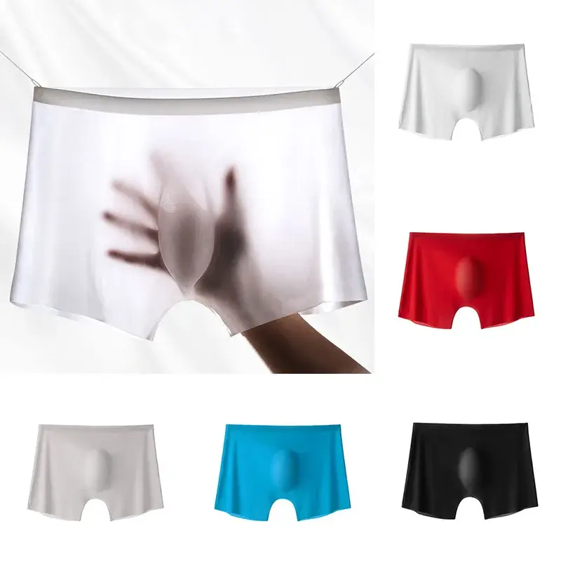 Men Underwear Soft Seamless Ice Silk Boxershorts Summer Ultrathin Underpants Elastic Transparent Panties Male Boxer Pants — image 3