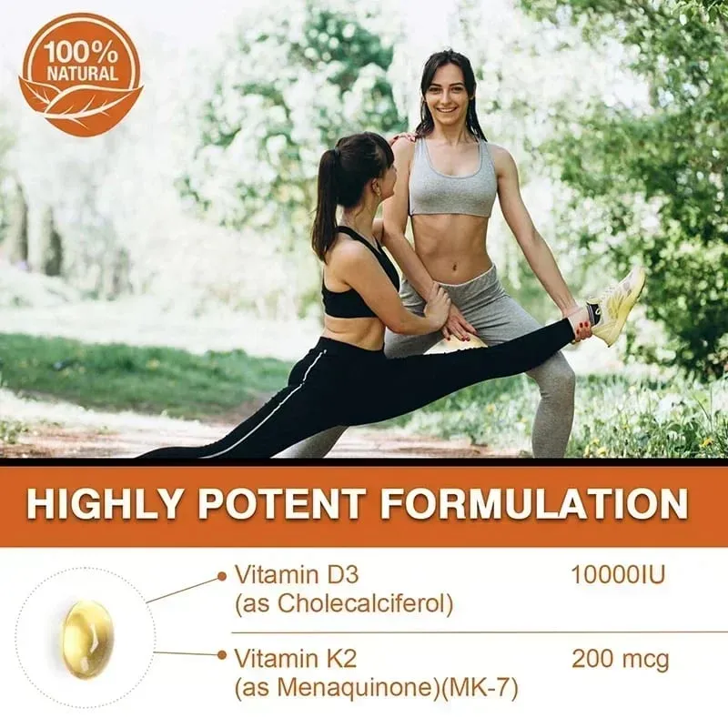 Vitamin D3 + K2 - Improves Calcium Metabolis Healthy Bone & Muscle Function Health Support Heart Joint Immune System Health — image 6