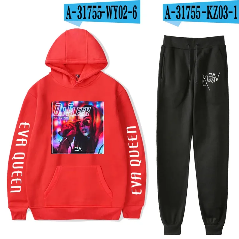 Hip Hop สบาย Eva Queen พิมพ์เสื้อกันหนาว Sweatpants ชุด Hoodies + กางเกงชุดชาย/หญิง 2 ชิ้นชุดเสื้อผ้า — image 17