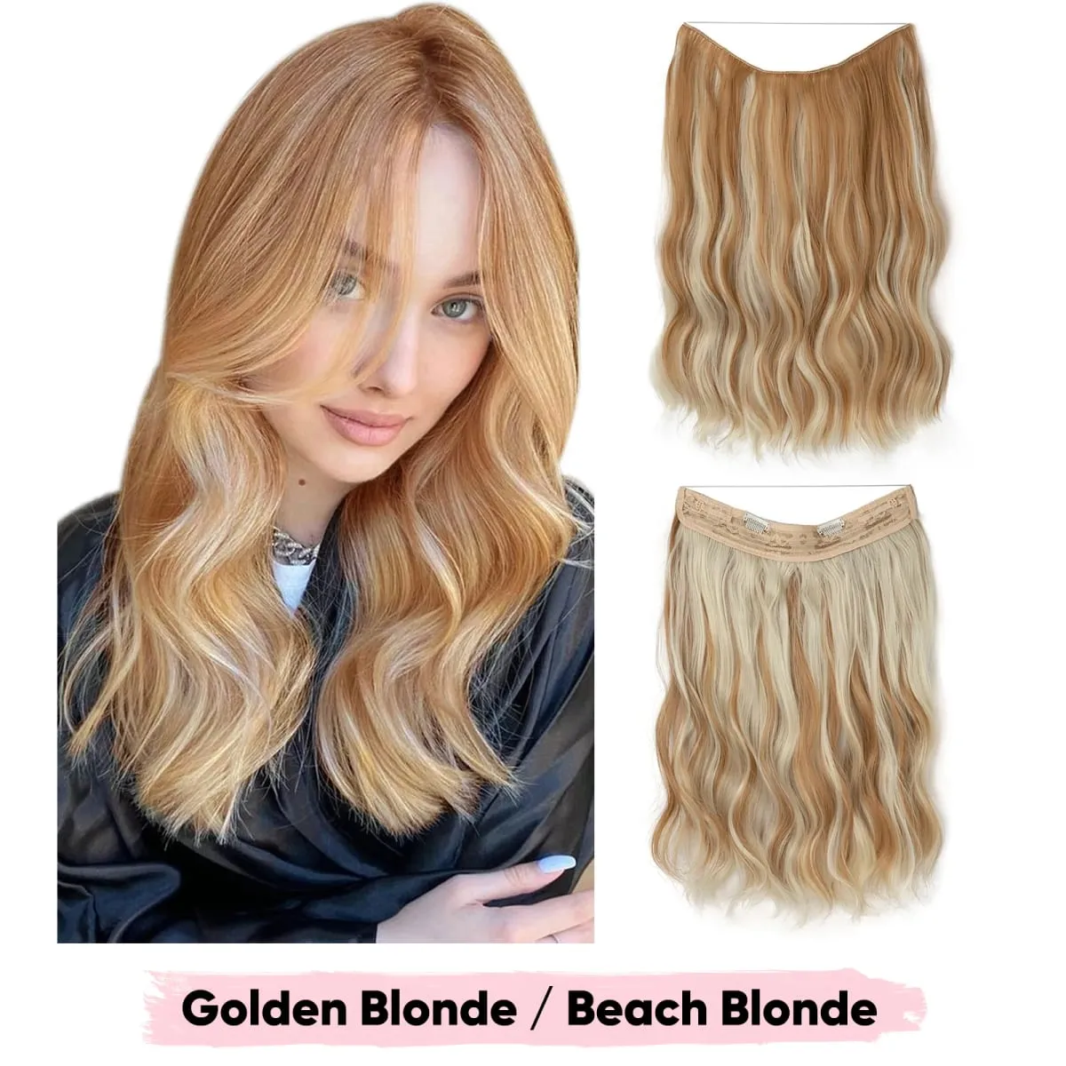 Synthetic Wave Invisible Wire Clip in Hair Extensions Fish Line With Clips Hairpiece Ombre Fake Hair Piece For Woman — image 31