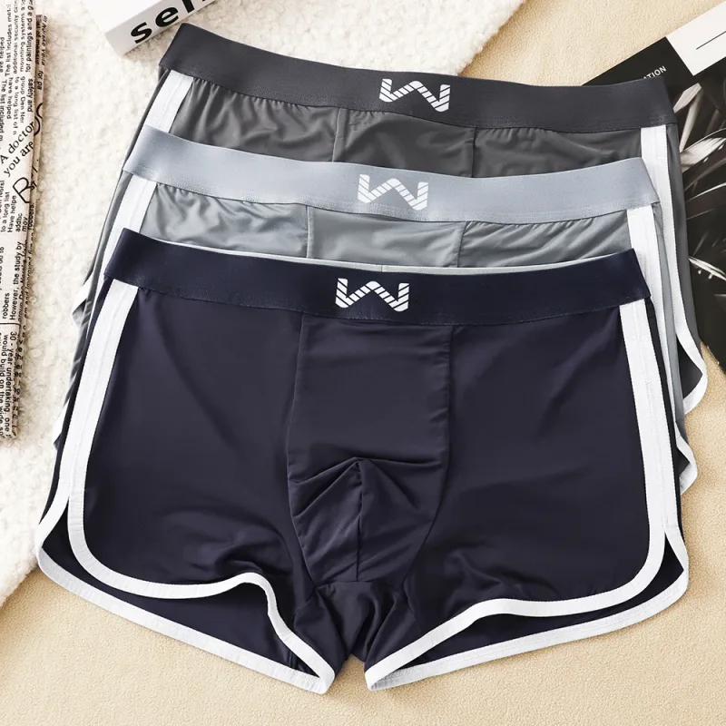 3PCS/Pack Ice Silk Breathable Antibacterial Mesh Men's Underpants Large Space Pouch Panties High Elastic Waistband Boxer Homme — image 2