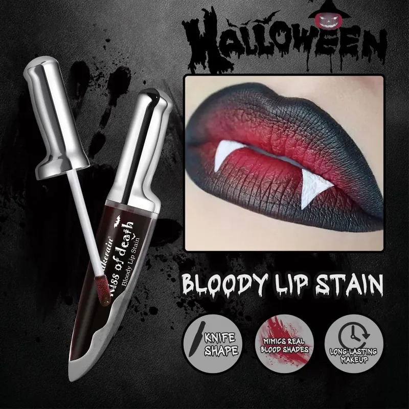 5pcs Goth Halloween Makeup Set Foundation Stick Red Temporary Hair Color Spray Lip Stain Eyeshadow Stick Cosplay Party Makeup — image 4