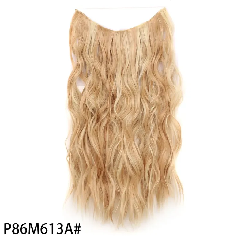 Synthetic Invisible Wire Hair Extensions Long 4 Clips In Wave Curly Hairpiece For Women 20Inch Secret Fish Line Hair Extensions — image 23