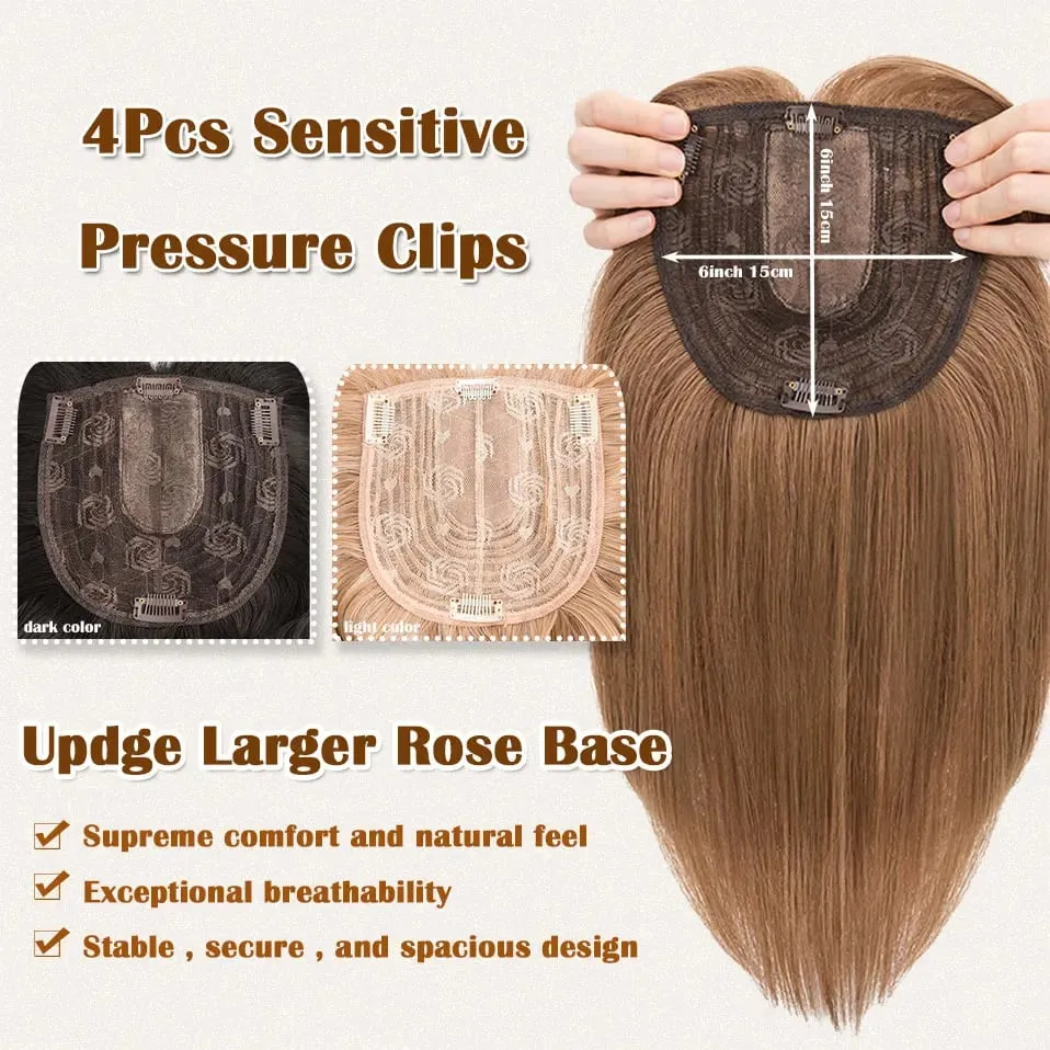 Snoilite Synthetic 14'' Striaght Hair Toppers with Bangs for Women Natural Hairpieces Adding Hair Volume Topper Hair Extensions — image 6