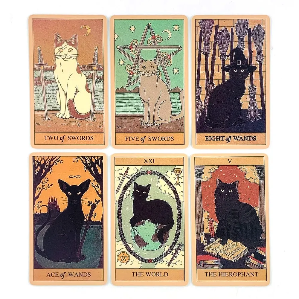 Cats Rule Earth タロットカード 78 オラクルデッキ 猫愛好家やタロット愛好家向けのユニークなカード 占いやギフトに最適 Givi — image 4