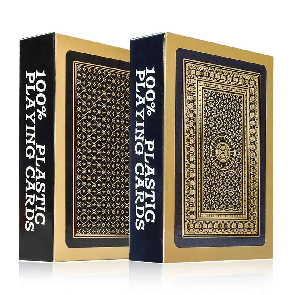 Premium Black Glod Playing Cards PVC Plastic Waterproof Durable Poker Cards Large Character Deck of Cards for Parties — image 2