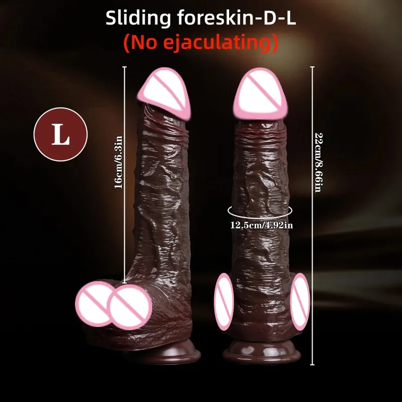 Realistic Dildo with Sliding Foreskin And Ejaculating Feature Vagina Dildos for Women Water Spray Penis Anal Plug Sexy Adult Toy