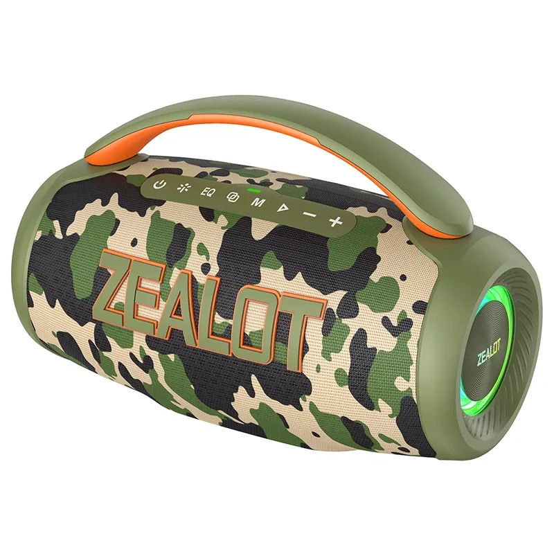 Zealot-P12 Speaker 60W Portable Bluetooth Speaker with IPX6 Waterproof Comfortable handle Controllable lighting TF USB