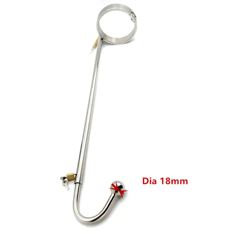 Lock Forced Collar Restraint Frame with Anal Hook Plug Stainless Steel BDSM Bondage Collar SM Sex Toy for Couple Adult Game — image 13