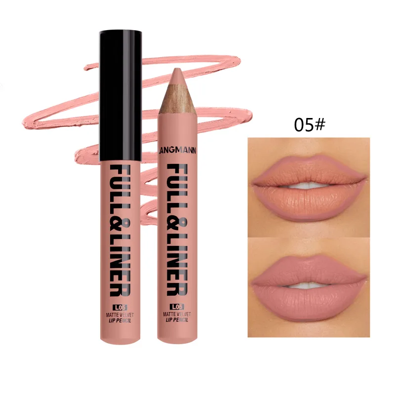 Matter Lipliner-Lippenstift, Holzstift, schneidbar, Lipliner hält lange, klebt nicht an der Tasse, verblasst nicht — image 11